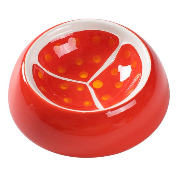 vnanda Trendy Cat Bowl Ceramic Cat Bowl Cute Fruit Themed Elevated Design Anti Vomiting Comfortable Eating Anti-spill Grooved Bottom Pet Bowl