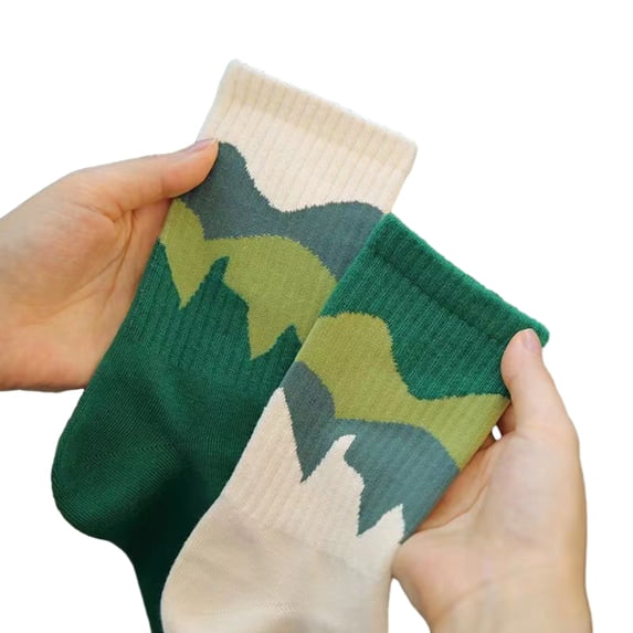 vnanda Versatile Sport Socks 1 Pair Women Men Mid-tube Sport Socks Asymmetrical Striped Hop Style Skateboard Breathable High Elastic Couple Socks Men Women