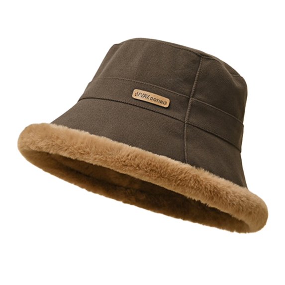 vnanda Warm Hat Unisex Winter Hat with Faux Rex Rabbit Fur Windproof Basin Ear Protection Warm Cozy Velvet Bucket for Outdoor Activities Faux Rex Rabbit Fur