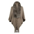 thumbnail image 1 of vnanda Women Shawl Women Winter Shawl Knitted Thick Plush Tassel Open Stitch Cardigan Faux Fur Solid Color Neck Protection Windproof Ponchos Party Prom Cape, 1 of 8