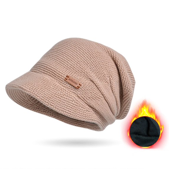 vnanda Women Warm Winter Hat Women Winter Hat Wide Short Brim Elastic Solid Color Soft Warm Thick Plush Resistant Anti-slip Winter Outdoor Knitted Women Soft