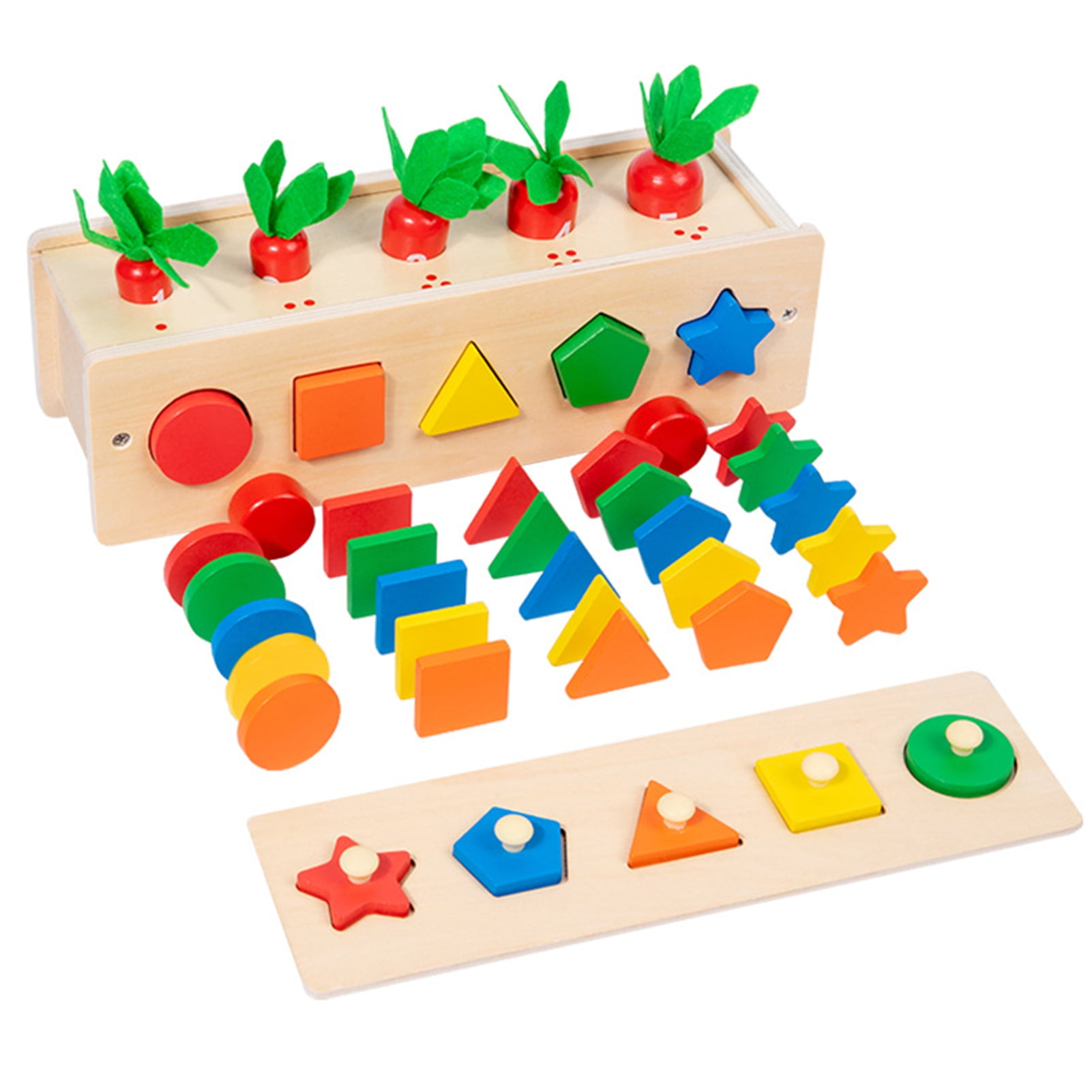 vnanda Wooden Toys for Toddlers Wooden Shape Sorting Box Educational