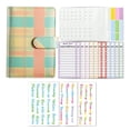 thumbnail image 1 of vnanda Words Notebook A6 Leaflet Binder Plaid Print Zipper Closure Faux Leather Stainless Cash Saving Binder Expense Sheets Cash Card Envelopes with English, 1 of 8