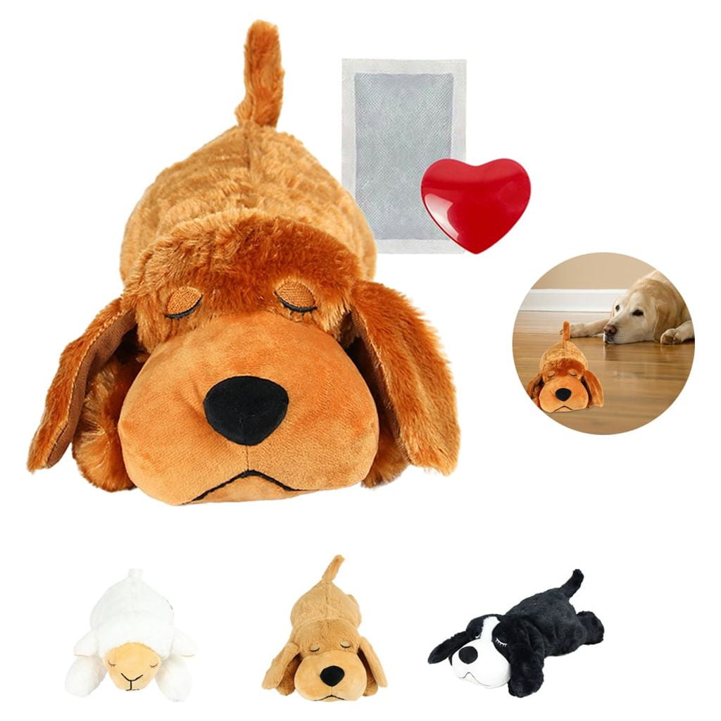 vocheer Heartbeat Stuffed Toys - Pet Anxiety Relief and Calming Aid, Dark Brown