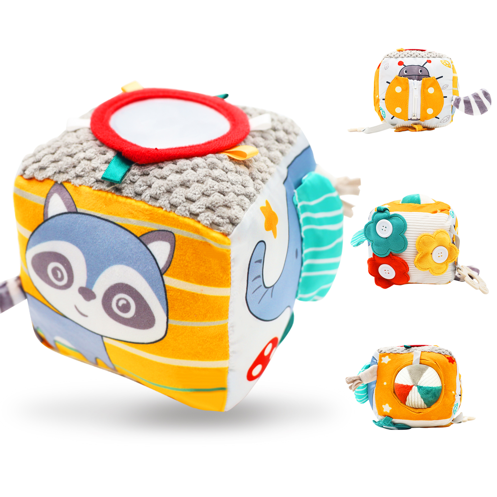 vocheer Kids Cubic Learning Toy with Zippers, Buckles, Mirror, Baby