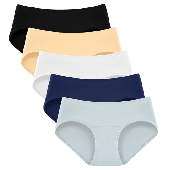 voenxe Cotton Underwear Women Hipster Brief Panties,Breathable Women's Full Coverage Bikini,Soft Workout Ladies Undies,5 Pack