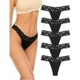 thumbnail image 1 of voenxe Seamless Lace Thongs for Women No Show Thong Underwear,Soft Comfort Panty,Tanga,5-Pack,XS-XXL, 1 of 7