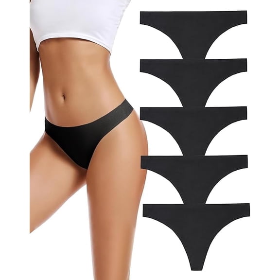 Seamless Women Underwear Thongs,No Show Ladies Thong,Breathable Soft Panties,5-Pack