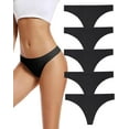 thumbnail image 1 of VOENXE Seamless Women Underwear Thongs,No Show Ladies Thong,Breathable Soft Panties,5-Pack, 1 of 7