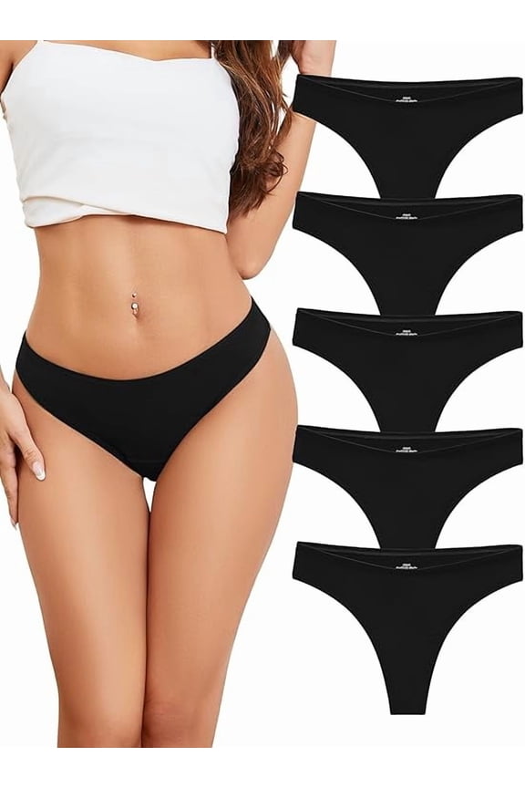 Women Cotton Thongs Underwear,Breathable Soft Panties,Ladies Workout Undies Comfortable,Athletic Tangas Stretch 5 Pack