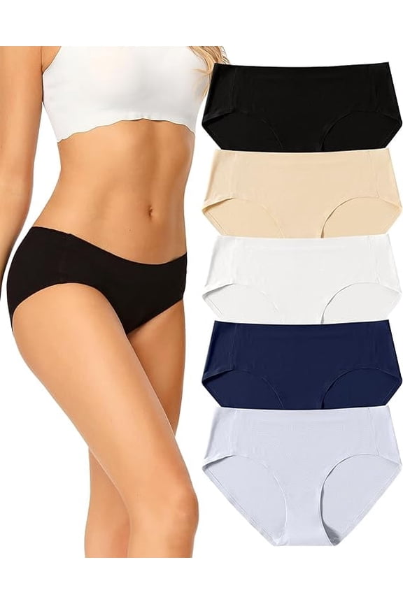 Women Seamless Hipster Underwear,Breathable Ladies Panties,No Show Soft Briefs,5-Pack,XS-XXL