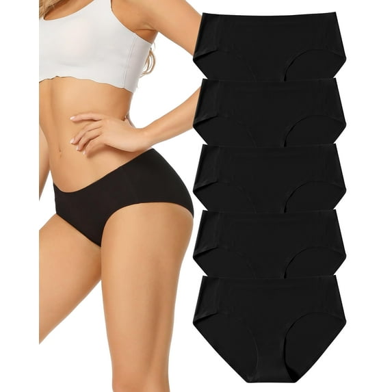 VOENXE Women Seamless Hipster Underwear,Breathable Ladies Panties,No Show Soft Briefs,5-Pack,XS-XXL