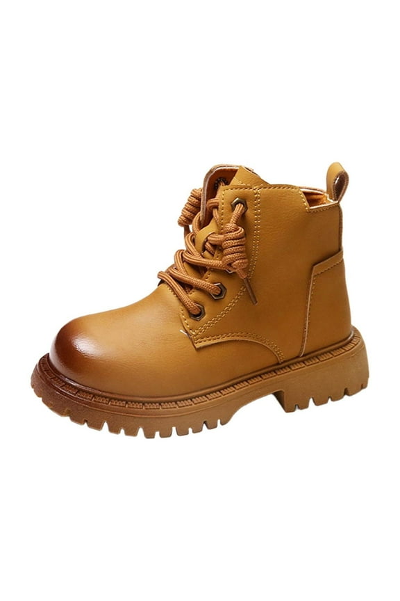 Boys Girls Ankle Boots Waterproof Kids Leather School Boot with Zip Hiking Boots Winter Warm Snow Shoes Toddler