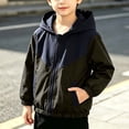 thumbnail image 1 of vokkrv Boys Girls Spring Fall Color Block Zip Up Hooded Jacket, Lightweight Wind Resistant Casual Outerwear, Fashion Daily Outdoor Coat for Kids Army Green 4-5 Years, 1 of 7