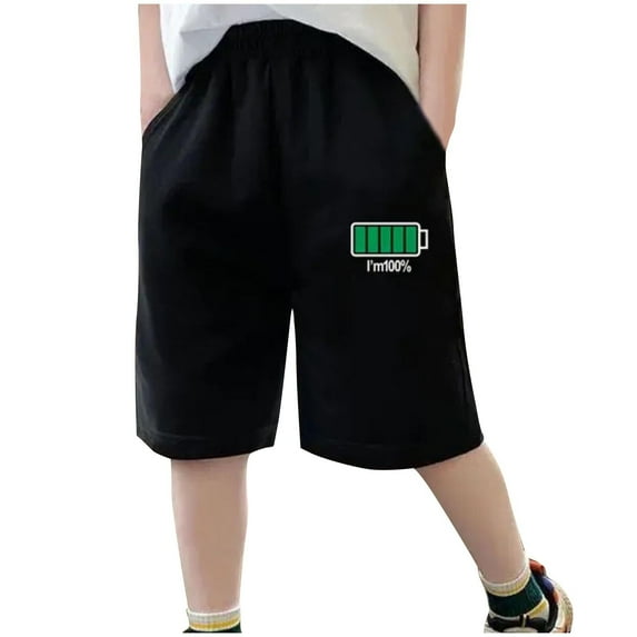 vokkrv Boys School Uniform Shorts, Boys Uniform Shorts Boys Clothes Jogger Shorts Black 13 Years