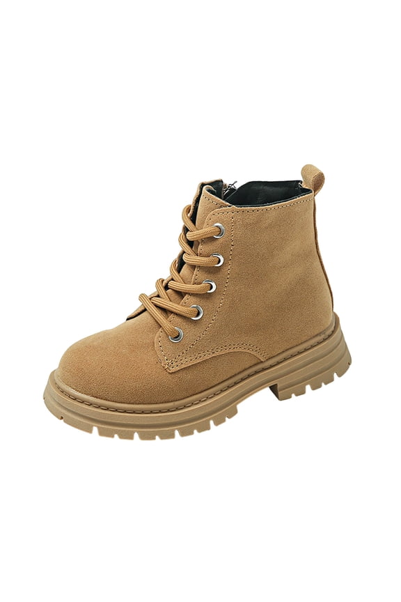 Girls Boys Ankle Boots Side Zipper Cute Soft Shoes with Lace Up for Toddler/Little Kid/Big Kid