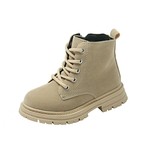 vokkrv Girls Boys Ankle Boots Side Zipper Cute Soft Shoes with Lace Up for Toddler/Little Kid/Big Kid