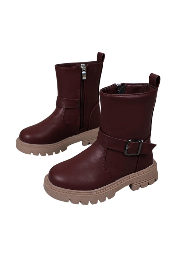 Girls Boys Glitter Ankle Boots Side Zipper Cute Soft Shoes with Buckles Toddler/Little Kid/Big Kid