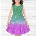 thumbnail image 1 of vokkrv Girls Casual Dress Sleeveless Summer Party Tshirt Dress for Kids 4-14Y Green 7-8 Years, 1 of 3