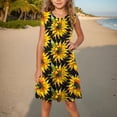 thumbnail image 1 of vokkrv Girls Cotton Floral Dress Ruffle Short Sleeve Summer Party Dress for Kids 5-14Y Black 5-6 Years, 1 of 7