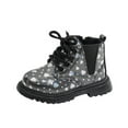 thumbnail image 1 of vokkrv Girls Cute Soft Boots Lace Up Side Zipper Ankle Booties for Toddler/Little Kid/Big Kid, 1 of 5