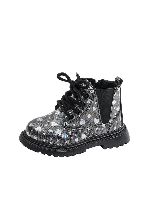 Girls Cute Soft Boots Lace Up Side Zipper Ankle Booties for Toddler/Little Kid/Big Kid