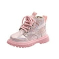 thumbnail image 1 of vokkrv Girls Cute Soft Boots Lace Up Side Zipper Ankle Booties for Toddler/Little Kid/Big Kid, 1 of 7