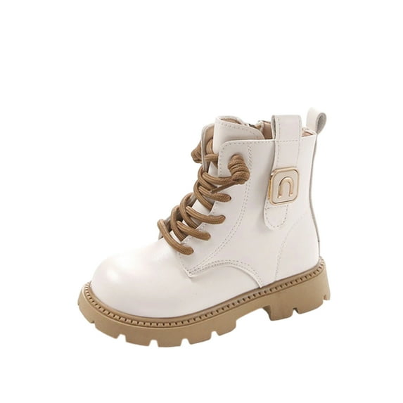 vokkrv Kid's Girls Leather Lace-Up Zipper Mid Calf Cute Soft Riding Winter Boots (Toddler/Little Kid/Big Kid)