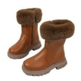 thumbnail image 1 of vokkrv Kids Girls Winter Warm Boots Suede Lightweight Mid Calf Snow Boots for Toddler/Little Kid, 1 of 6