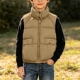 thumbnail image 1 of vokkrv Kids Sleeveless Zip Vest Jacket, Warm Outerwear Waistcoat for Boys Girls Wind Resistant Casual Layering Coat Winter Daily Outdoor Khaki 12-13 Years, 1 of 7