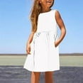 thumbnail image 1 of vokkrv Tween Girls Summer Bubble Dress Ruffle Sleeve Casual Party Midi Dresses White 11-12 Years, 1 of 5