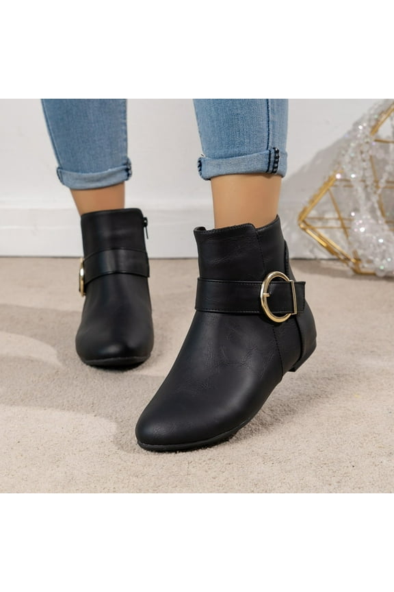 Women's Ankle Boots Flat Booties Ruched Casual Short Boots Arch Support Comfortable Walking Boots for Women Black 9