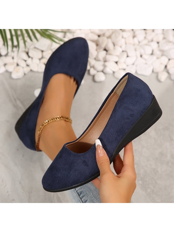 Women's Ballet Flats Comfortable Casual Dressy Shoes,Work Flats Office Shoes Pointed Toe Leopard Flats Navy 6.5