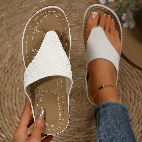 vokkrv Women's Flip Flop Arch Support Sandals, Ultra Soft Cushion Slippers Summer Comfortable Slip On Flip Flops for Womans White 7