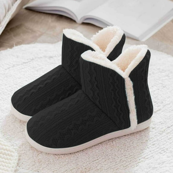 vokkrv Womens Winter Snow Boots With Warm Fleece Lining Comfortable Booties Non Slip Waterproof Outdoor Shoes Black 6