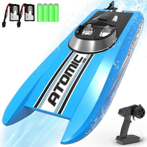volantexrc Remote Control Boats for Pools and Lakes 20+MPH AtomicXS High Speed RC Boat for Adults Toy Boat Gifts with 2 Batteries & Reverse Function (795-5 Blue)