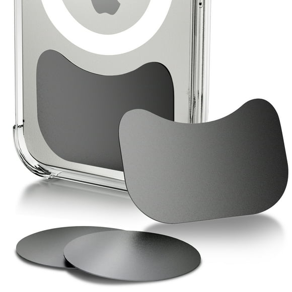 Metal Plate for Phone Magnet, Universal Steel Plate With 3M Adhesive Backing for Car Magnetic Mount Cell Phone Holder, Replacement Mounting Disc Stick On Case Back 4 Pack Black Rectangle & Round