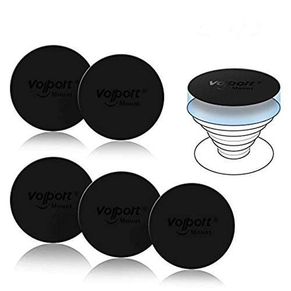 volport Mount Metal Plates Replacement 6pcs for Magnetic Phone Magnet Car Mount, Phone 3M Strong MagicPlate Metal Disc Sticker Adhesive Round for Magnet Cell Holder Grip(Pops Stand Not Included)
