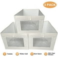 thumbnail image 1 of 3 Pack Foldable Closet Storage Bins with Clear Window  Wardrobe Storage Organiser White, 1 of 8