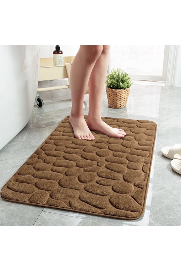 Memory Foam Bathroom Rugs PVC Non-Slip Bath Rugs Foam Bath Rugs for Bathroom Machine Washable Bath Mat Brown 20*32 In