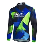 voofly Men Long Sleeve Cycling Jersey Breathable Lightweight Mountain Bicycles Shirt with 3+1 Rear Pockets Reflective Blue S