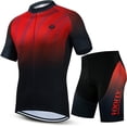 thumbnail image 1 of voofly Men's Cycling Jersey Set Men Short Sleeve Bike Shorts Gel Padded Biking Clothing Red M, 1 of 9