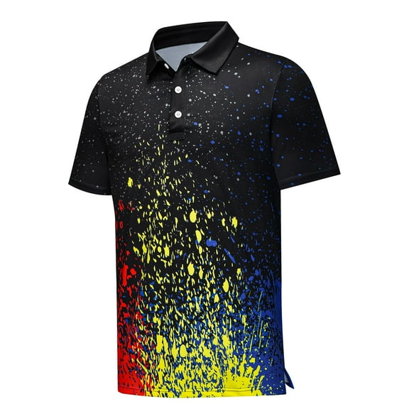 Polo Shirts for Men Moisture Wicking Golf Shirts Breathable Casual Collar Shirts for Men Black S