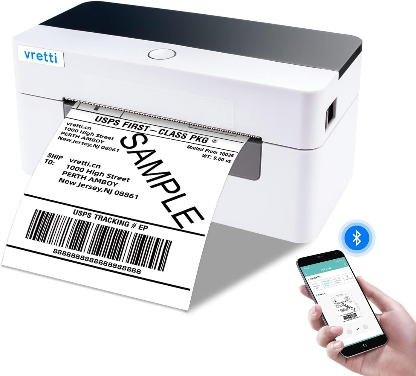 vretti 4x6 Shipping Label Thermal Printer w/ Bluetooth iOS, Android