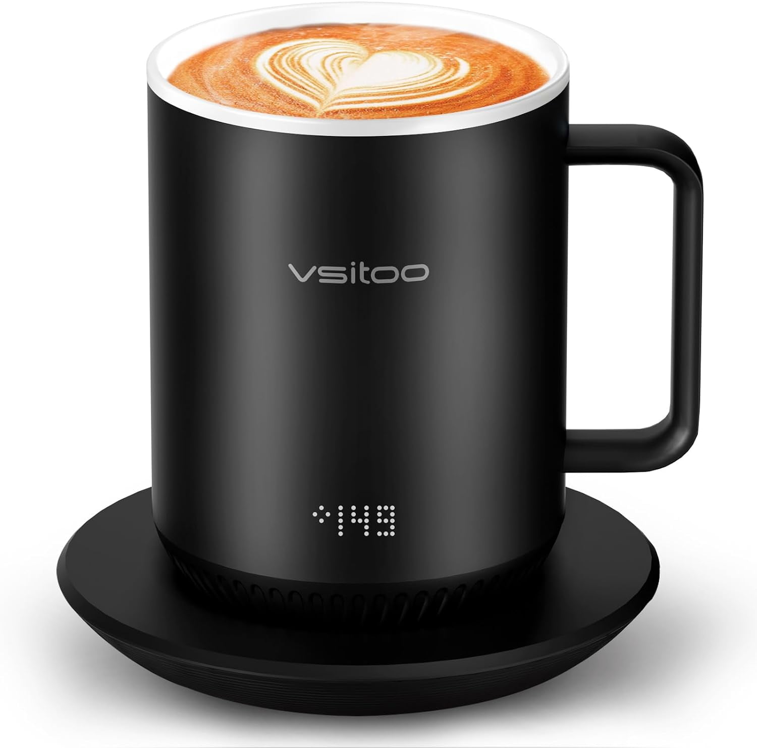 VFZO Temperature Control Smart Mug, Self Heating Coffee Mug LED Display,  180 Min Battery Life - Hot up to 149℉ Fast Wireless Charger Base Improved