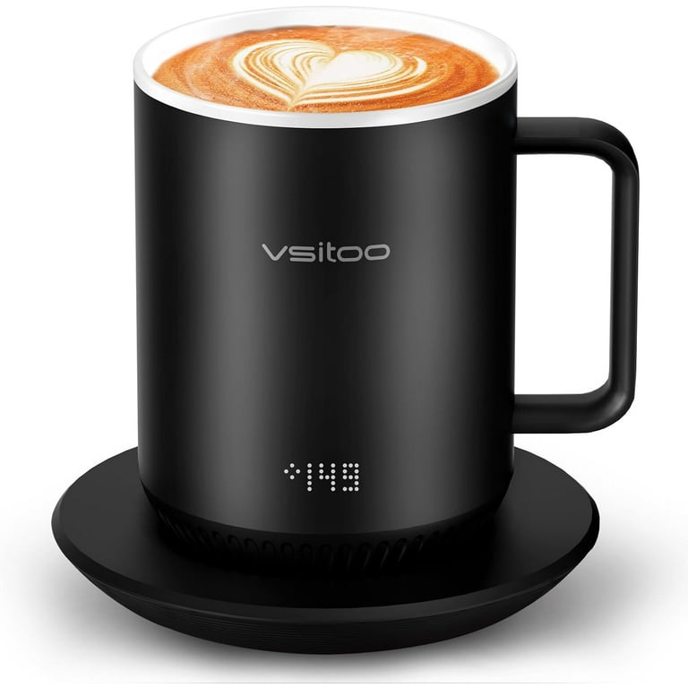 Vsitoo S3 Temperature Control Smart Mug 2 with Lid, Self Heating Coffee Mug 10 oz, LED Display, 90 Min Battery Life - App&Manual Controlled Heated