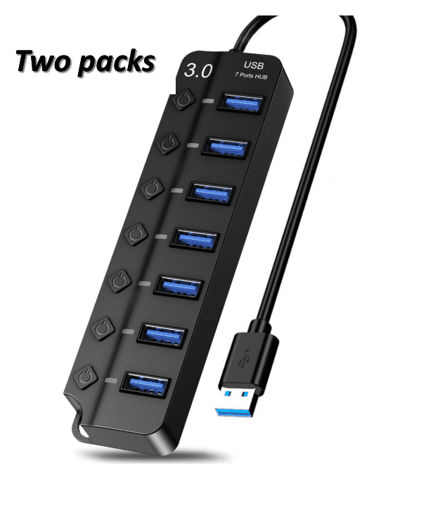 vvia shoping 7 Port USB Hub Splitter 3.0 Powered for Laptop Computer USB Extender Hub with Individual Switches(Two packs)