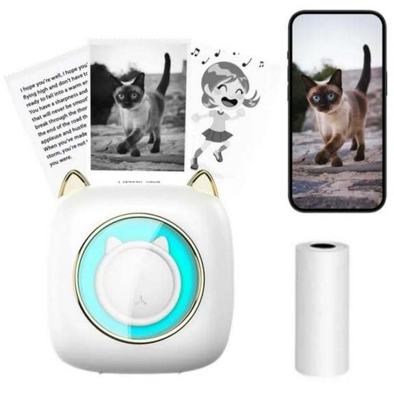 vvia shoping Mini Printer, Pocket Bluetooth Thermal Printer Compatible with iOS + Android