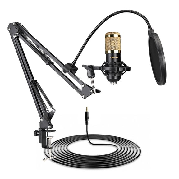 vxmba Podcast Live Broadcast Equipment Professional Condenser Microphone MIC BM-800 Microfone with V8 Sound Card Arm Stand Studio Mic Music Recording Equipment for Studio Recording and Broadcasting