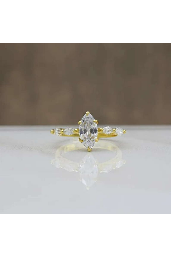 1.5 CT Marquise Diamond Ring 18K Gold Beautiful Anniversary Ring Special Birthday Gift for Her